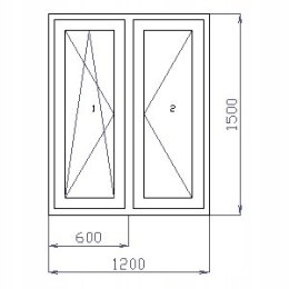 OKNO PCV 120 x 150 / 1200 x 1500 RU/R BIAŁE