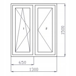 OKNO PCV 130 x 150 / 1300 x 1500 RU/R BIAŁE