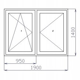 OKNO PCV 190 x 140 / 1900 x 1400 RU/R BIAŁE