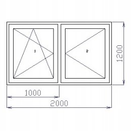 OKNO PCV 200 x 120 / 2000 x 1200 RU/R BIAŁE