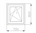 OKNO PCV 700 x 800 RU ZEWN. ZŁ. DĄB 3 SZYBY