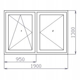 OKNO PCV 190 x 130 / 1900 x 1300 RU/R BIAŁE