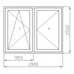 OKNO PCV 190 x 150 / 1900 x 1500 RU/R BIAŁE