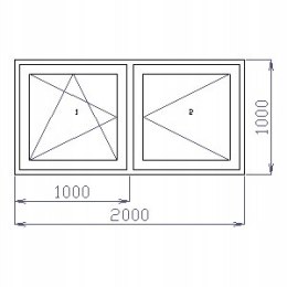 OKNO PCV 200 x 100 / 2000 x 1000 RU/R BIAŁE