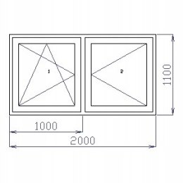 OKNO PCV 200 x 110 / 2000 x 1100 RU/R BIAŁE