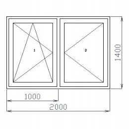 OKNO PCV 200 x 140 / 2000 x 1400 RU/R BIAŁE