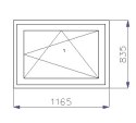 OKNO PCV 1165 x 835 RU 1 x ZŁOTY DĄB