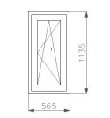 OKNO PCV 565 x 1135 RU 1 x CIEMNY DĄB + 4 KOTWY