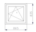 OKNO PCV 865 x 835 RU 1 x CIEMNY DĄB + 4 KOTWY