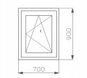 OKNO PCV 700 x 900 RU ZEWN. ZŁ. DĄB 3 SZYBY