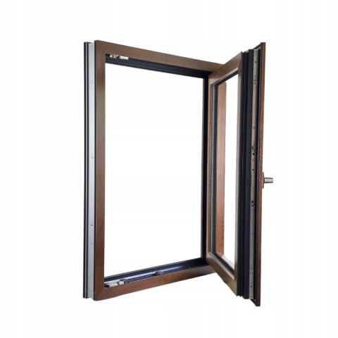ALUCON OKNO PCV 1000 x 1000 mm / 100x100 cm Dwustronny Orzech Prawe