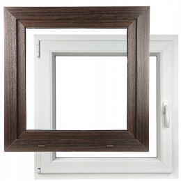 ALUCON OKNO PCV 1000 x 1000 mm / 100x100 cm Zewnętrzny Ciemny Dąb Lewe