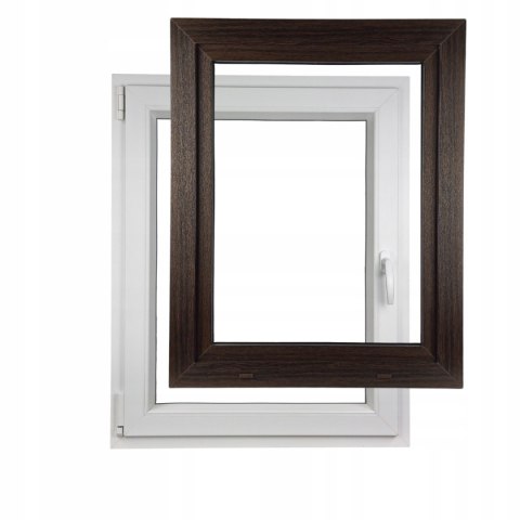 ALUCON OKNO PCV 1000 x 1100 mm / 100x110 cm Zewnętrzny Ciemny Dąb Lewe