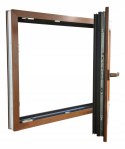 ALUCON OKNO PCV 1000 x 500 mm / 100x50 cm Dwustronny Złoty Dąb Prawe