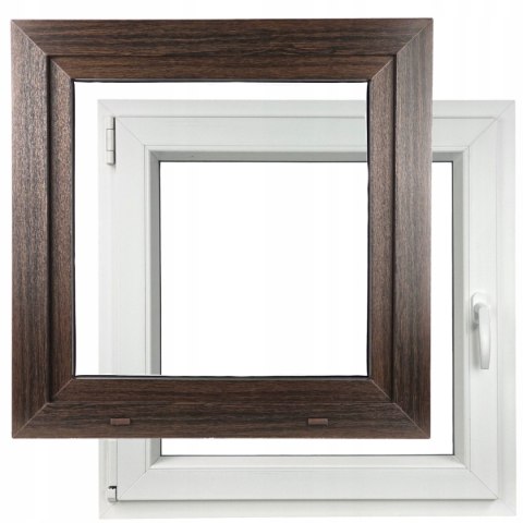 ALUCON OKNO PCV 1200 x 1200 mm / 120x120 cm Zewnętrzny Ciemny Dąb Lewe