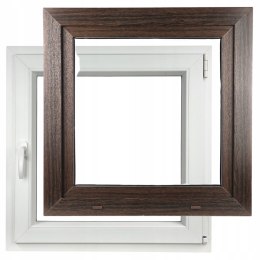 ALUCON OKNO PCV 1000 x 1000 mm / 100x100 cm Zewnętrzny Ciemny Dąb Prawe