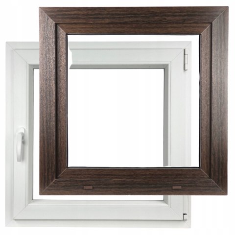 ALUCON OKNO PCV 1000 x 1000 mm / 100x100 cm Zewnętrzny Ciemny Dąb Prawe