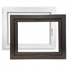 ALUCON OKNO PCV 1000 x 800 mm / 100x80 cm Zewnętrzny Ciemny Dąb Lewe