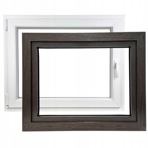 ALUCON OKNO PCV 1000 x 800 mm / 100x80 cm Zewnętrzny Ciemny Dąb Lewe