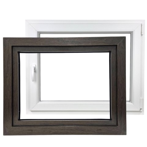 ALUCON OKNO PCV 1000 x 800 mm / 100x80 cm Zewnętrzny Ciemny Dąb Prawe