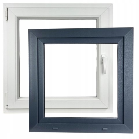 ALUCON OKNO PCV 1200 x 1200 mm / 120x120 cm Zewnętrzny Antracyt Lewe