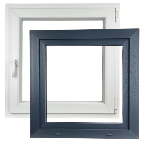 ALUCON OKNO PCV 1100 x 1100 mm / 110x110 cm Zewnętrzny Antracyt Prawe