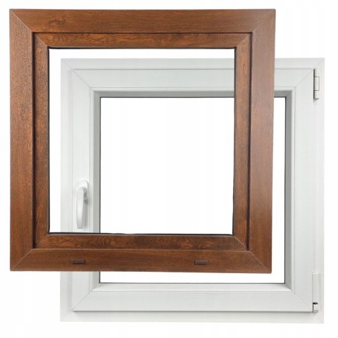 ALUCON OKNO PCV 1000 x 1000 mm / 100x100 cm Zewnętrzny Orzech Prawe