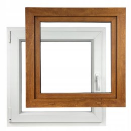 ALUCON OKNO PCV 1000 x 1000 mm / 100x100 cm Zewnętrzny Złoty Dąb Lewe