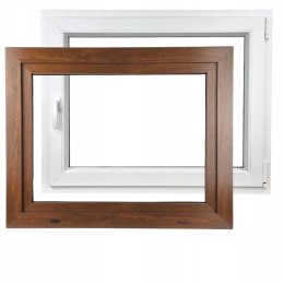 ALUCON OKNO PCV 1000 x 600 mm / 100x60 cm Zewnętrzny Orzech Prawe