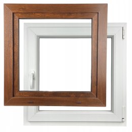 ALUCON OKNO PCV 1100 x 1100 mm / 110x110 cm Zewnętrzny Orzech Prawe