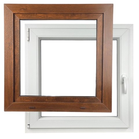 ALUCON OKNO PCV 1200 x 1200 mm / 120x120 cm Zewnętrzny Orzech Lewe