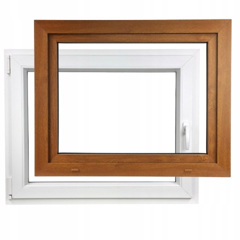 ALUCON OKNO PCV 1200 x 800 mm / 120x80 cm Zewnętrzny Złoty Dąb Lewe