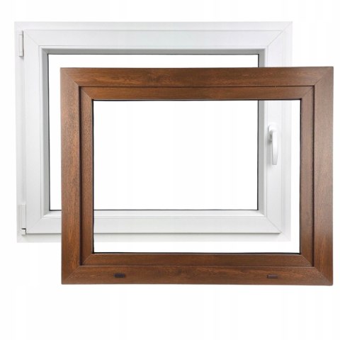 ALUCON OKNO PCV 1200 x 900 mm / 120x90 cm Zewnętrzny Orzech Lewe