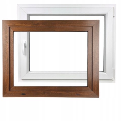 ALUCON OKNO PCV 1200 x 900 mm / 120x90 cm Zewnętrzny Orzech Prawe