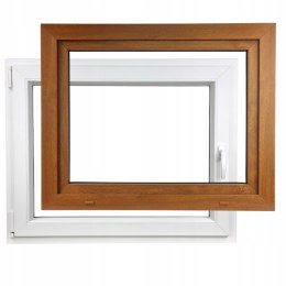 ALUCON OKNO PCV 1000 x 600 mm / 100x60 cm Zewnętrzny Złoty Dąb Lewe