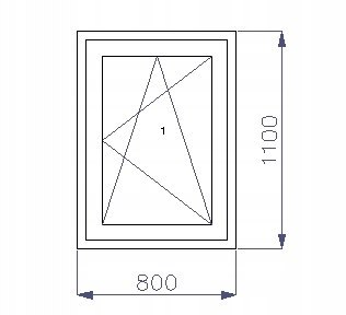 OKNO PCV 800 x 1100 RU ZEWN. ZŁ. DĄB 3 SZYBY
