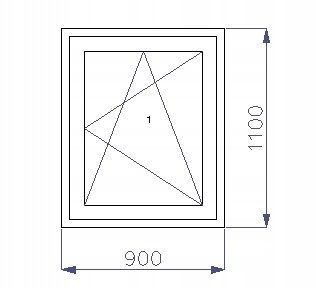 OKNO PCV 900 x 1100 RU ZEWN. ZŁ. DĄB 3 SZYBY