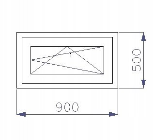 OKNO PCV 900 x 500 RU ZEWN. ANTRACYT 3 SZYBY