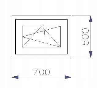 OKNO PCV 700 x 500 RU ZEWN. ZŁ. DĄB 3 SZYBY