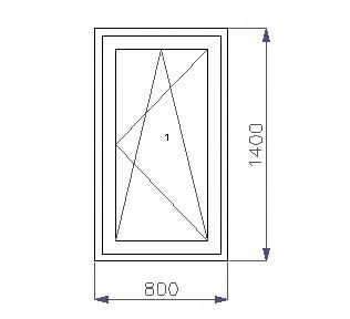 OKNO PCV 800 x 1400 RU ZEWN. ANTRACYT 3 SZYBY