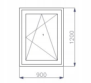 OKNO PCV 900 x 1200 RU ZEWN. ANTRACYT 3 SZYBY