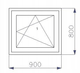 OKNO PCV 900 x 800 RU ZEWN. ANTRACYT 3 SZYBY
