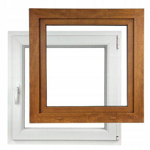 ALUCON OKNO PCV 1000 x 1000 mm / 100x100 cm Zewnętrzny Złoty Dąb Prawe