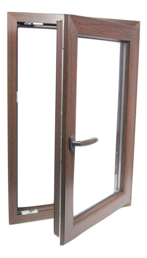 OKNO PCV 800 x 1000 DWUSTRONNY CIEMNY DĄB PRAWE